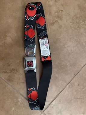 Buckle-Down Black & Red Deadpool Icon Seatbelt Strap